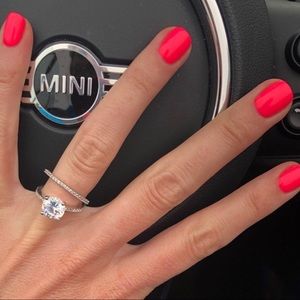 2-carat CZ Diamond solitaire + 5 stackable rings